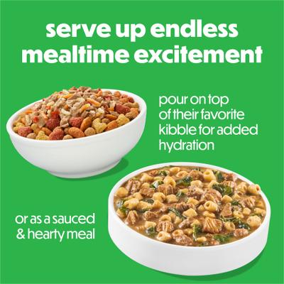 Show full view: Purina Beneful Freshly Prepared Stews High Protein Turkey Dinner with Spinach & Pasta Chunks in Gravy Wet Dog Food, 9.5-oz carton, 6 count slide 9 of 10
