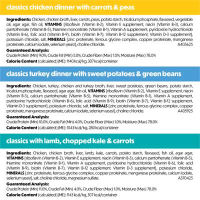 Show full view: Purina Beneful Freshly Prepared Classics Variety Pack High Protein Turkey, Salmon, Lamb & Vegetables Chunks in Gravy Wet Dog Food, 9.5-oz carton, 6 count slide 7 of 10