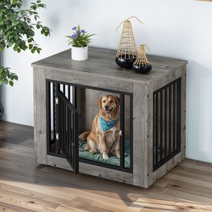 Wooflex Indoor Kennel Dog Crate with Waterproof Top & Safety Corners, Large: 30.1 x 21.1 x 25-in, Grey