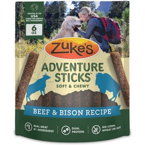 Zuke's Adventure Sticks Beef & Bison Dog Soft & Chewy Treats, 6-oz pouch