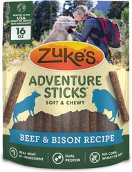 Zuke's Adventure Sticks Beef & Bison Dog Soft & Chewy Treats, 16-oz pouch