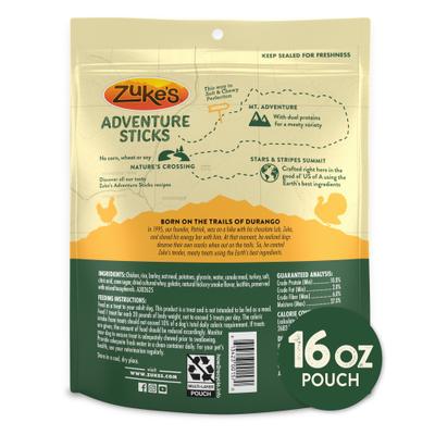 Show full view: Zuke's Adventure Sticks Chicken & Turkey Dog Soft & Chewy Treats, 16-oz pouch slide 3 of 10