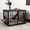 Show in main carousel: Yitahome Corner Wooden Kennel with Bowls & 3 Doors Hard-Sided Dog Crate Furniture, Large: 38.8 x 25.2 x 27.2-in, Brown slide 1 of 7