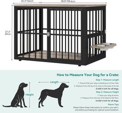 Yitahome Corner Wooden Kennel with Bowls & 3 Doors Hard-Sided Dog Crate Furniture, Large: 38.8 x 25.2 x 27.2-in, Grey slide 2 of 7