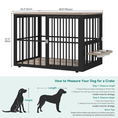 Show full view: Wooflex 4-in-1 Wooden 360° Swivel Bowls Furniture TV Stand 3-Door Dog Crate Furniture, Large: 38.8 inch slide 3 of 7