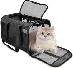GOOPAWS Soft-Sided Airline Approved Bag Cat Carrier, 17-in, Black