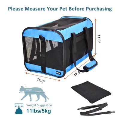 Show full view: GOOPAWS Soft-Sided Airline Approved Bag Cat Carrier, 17-in, Turquoise slide 5 of 7