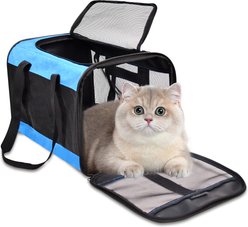 GOOPAWS Soft-Sided Airline Approved Bag Cat Carrier, 17-in, Turquoise