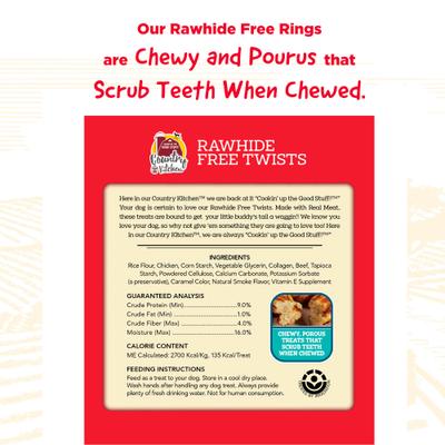 Show full view: Country Kitchen Rawhide-Free Twists Beef Dog Chew Treats, 14.8-oz bag, 9 count slide 7 of 7
