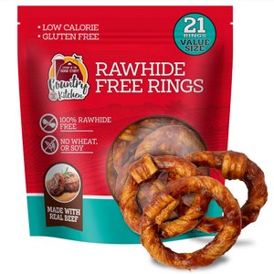 Country Kitchen Rawhide-Free Beef Rings Dog Chew Treats, 21 count