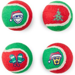 LIFE IS GOOD Christmas Cheer 4-Pack Squeaker Tennis Ball Set