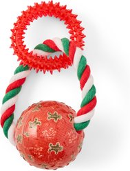 LIFE IS GOOD Gingerbread Jake Rope Spiky Ring & Ball Dog Toy
