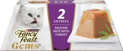 Fancy Feast Gems Adult Grain-Free Turkey Pate Wet Cat Food, 4-oz tray, 8 count