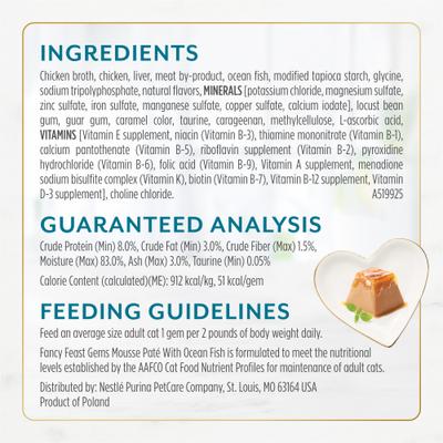 Show full view: Fancy Feast Gems Adult Grain-Free Ocean Fish Pate Wet Cat Food, 4-oz tray, 8 count slide 7 of 9