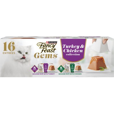Fancy Feast Fancy Feast Gems Variety Pack Adult Grain-Free Turkey & Chicken Pate Wet Cat Food, 2-oz tray, 16 count