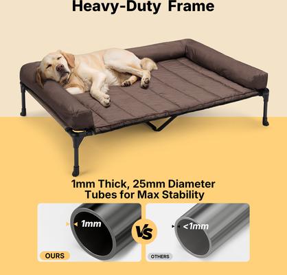 Show full view: Veehoo Elevated Dog Bed with Bolster Mat, Brown, X-Large A slide 6 of 10