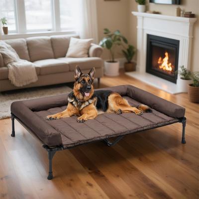 Show full view: Veehoo Elevated Dog Bed with Bolster Mat, Brown, X-Large A slide 8 of 10