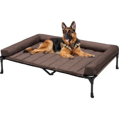 Veehoo Veehoo Elevated Dog Bed with Bolster Mat, Brown, X-Large A
