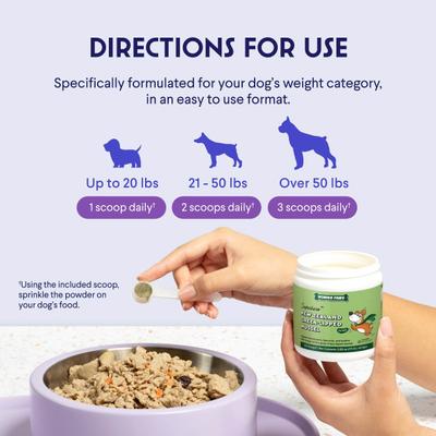 Show full view: Wonder Paws Premium Green Lipped Mussels Powder with Blue Lipped Mussels Hip & Joint Supplement for Dogs, 2.6-oz jar slide 6 of 10