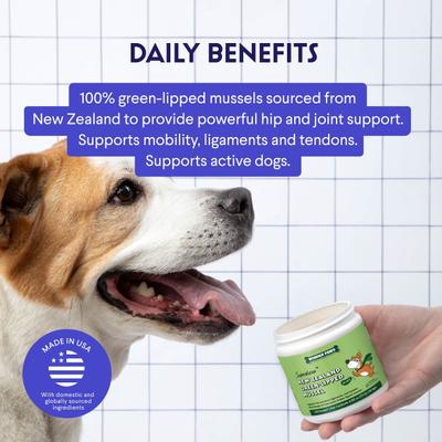 Show full view: Wonder Paws Premium Green Lipped Mussels Powder with Blue Lipped Mussels Hip & Joint Supplement for Dogs, 2.6-oz jar slide 5 of 10