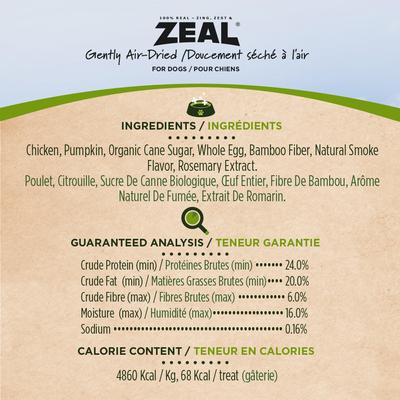 Show full view: Zeal Canada Gently Air-Dried All-Natural Chicken Grain-Free Jerky Tenders Dog Treats, 10-oz bag slide 5 of 6