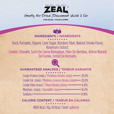Show full view: Zeal Canada Gently Air-Dried All-Natural Duck Grain-Free Jerky Tenders Dog Treats, 20-oz bag slide 5 of 6