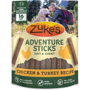 Zuke's Adventure Sticks Chicken & Turkey Dog Soft & Chewy Treats, 16-oz pouch