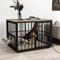 Show in main carousel: Yitahome Corner Wooden Kennel with Bowls & 3 Doors Hard-Sided Dog Crate Furniture, Large: 38.8 x 25.2 x 27.2-in, Grey slide 6 of 7