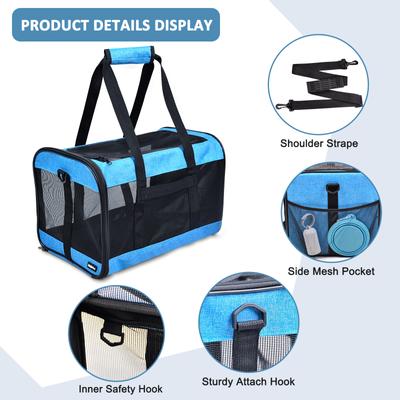Show full view: GOOPAWS Soft-Sided Airline Approved Bag Cat Carrier, 17-in, Turquoise slide 3 of 7