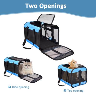 Show full view: GOOPAWS Soft-Sided Airline Approved Bag Cat Carrier, 17-in, Turquoise slide 2 of 7