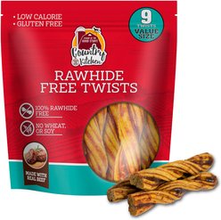 Country Kitchen Rawhide-Free Twists Beef Dog Chew Treats, 14.8-oz bag, 9 count