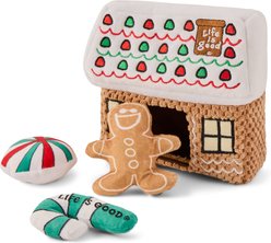 LIFE IS GOOD Christmas Gingerbread House Burrow Dog Toy
