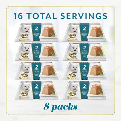 Show full view: Fancy Feast Gems Adult Grain-Free Ocean Fish Pate Wet Cat Food, 4-oz tray, 8 count slide 3 of 9