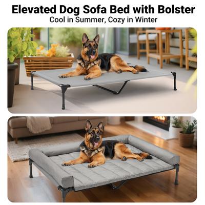 Show full view: Veehoo Elevated Dog Bed with Bolster Mat, Sky Grey, X-Large A slide 4 of 10