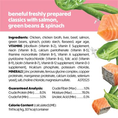 Show full view: Purina Beneful Freshly Prepared High Protein Classics with Salmon, Green Beans & Spinach Chunks in Gravy Wet Dog Food, 9.5-oz carton, 6 count slide 7 of 10