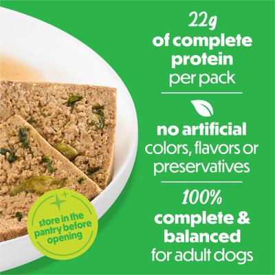Show full view: Purina Beneful Freshly Prepared High Protein Classics with Salmon, Green Beans & Spinach Chunks in Gravy Wet Dog Food, 9.5-oz carton, 6 count slide 5 of 10