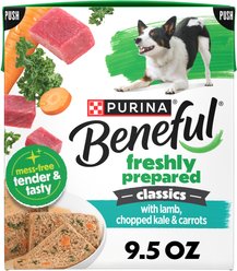 Purina Beneful Freshly Prepared High Protein Classics with Lamb, Kale & Carrots Chunks in Gravy Wet Dog Food, 9.5-oz carton, 6 count