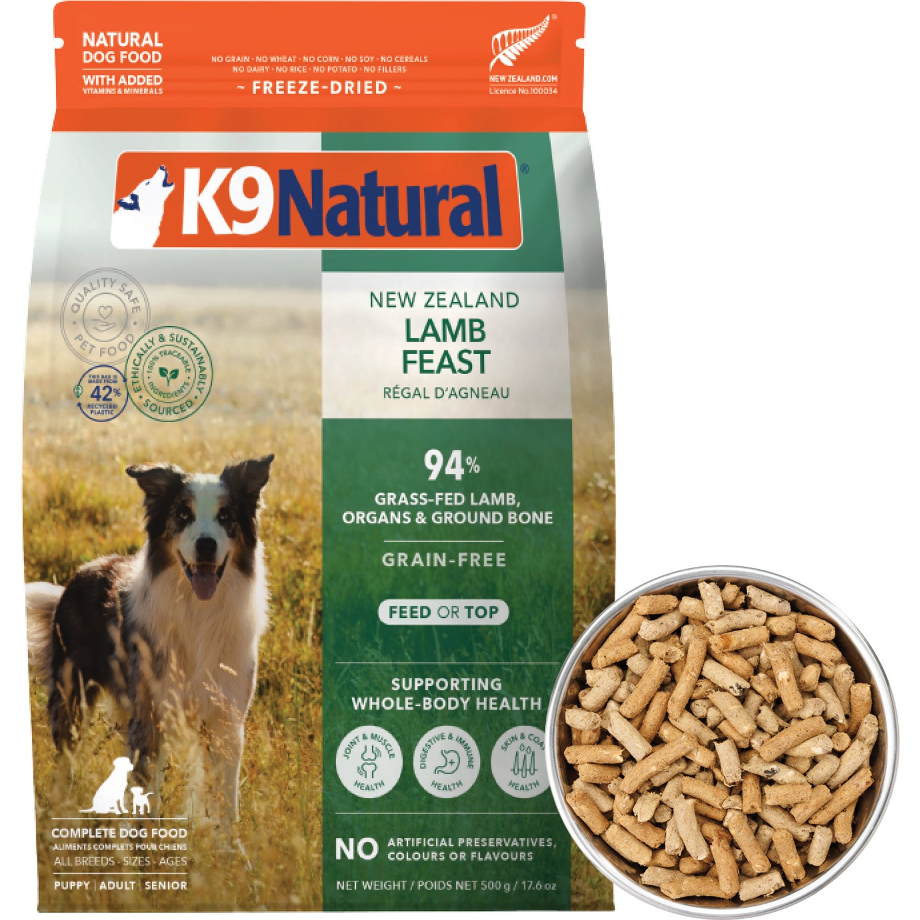 K9 Natural New Zealand Lamb Feast Grain-Free Freeze-Dried Dog Food, 1.1-lb bag