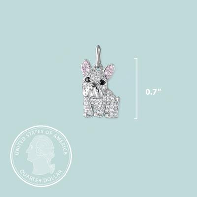 Show full view: Scamper & Co White French Bulldog Sterling Silver CZ Charm slide 2 of 2