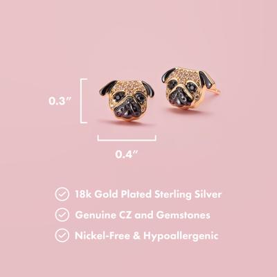 Show full view: Scamper & Co Pug Sterling Silver Stud Earrings slide 2 of 2