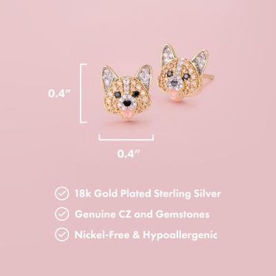 Show full view: Scamper & Co Corgi Sterling Silver Stud Earrings slide 2 of 2