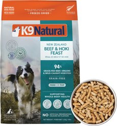 K9 Natural New Zealand Hoki & Beef Feast Grain-Free Freeze-Dried Dog Food, 4-lb bag