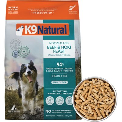 K9 Natural K9 Natural New Zealand Hoki & Beef Feast Grain-Free Freeze-Dried Dog Food, 4-lb bag