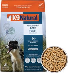 K9 Natural New Zealand Beef Feast Grain-Free Freeze-Dried Dog Food, 4-lb bag slide 1 of 7