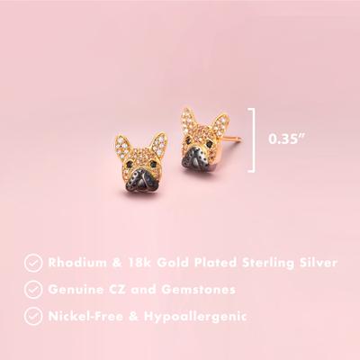 Show full view: Scamper & Co French Bulldog Sterling Silver Stud Earrings slide 2 of 2