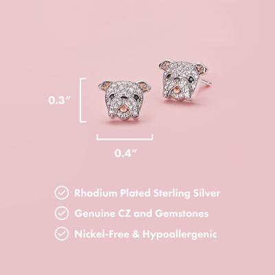 Show full view: Scamper & Co Bulldog Sterling Silver Stud Earrings slide 2 of 2
