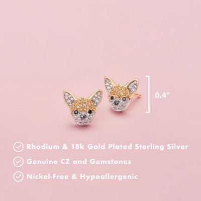Show full view: Scamper & Co Chihuahua Sterling Silver Stud Earrings slide 2 of 2