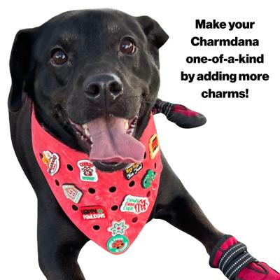 Show full view: WagAround Town Charmdana Christmas Waterproof Flexible Customizable Dog Bandana with Charms, Red, Large slide 9 of 10