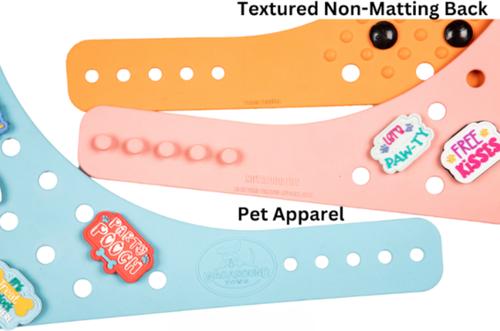 Show full view: WagAround Town Charmdana Waterproof Flexible Customizable Dog Bandana with Charms, Violet, Medium slide 5 of 9