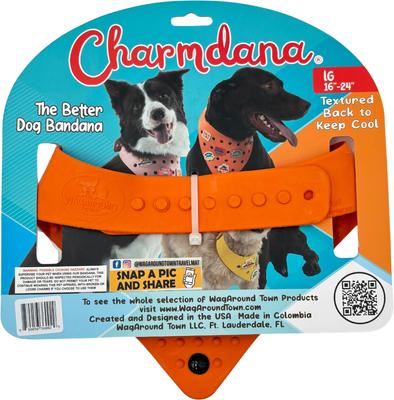 Show full view: WagAround Town Charmdana Halloween Waterproof Flexible Customizable Dog Bandana with Charms Wicked Cute/Happy Halloween, Orange, Large slide 4 of 9